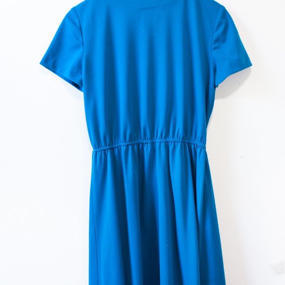 vintage blue knit dress button up - Picture 2 of 7